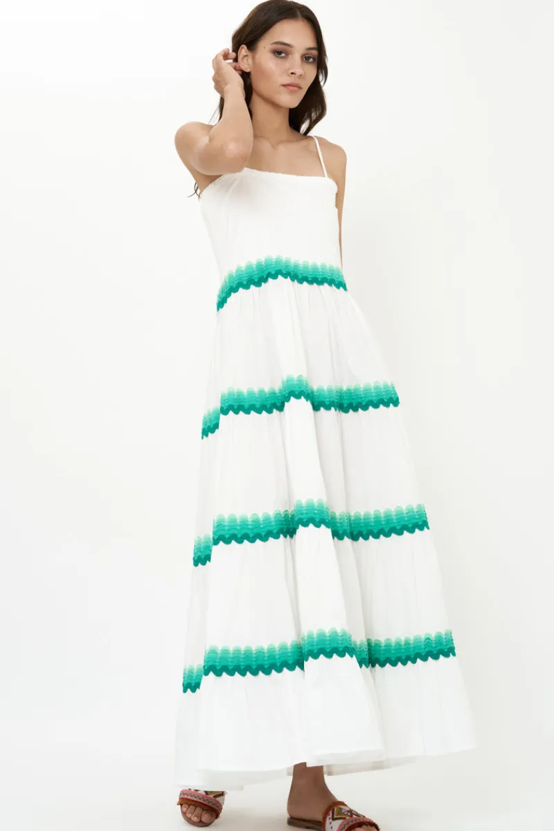 Oliphant Smocked Back Maxi- Pacifica Aqua