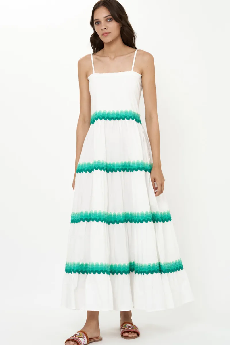 Oliphant Smocked Back Maxi- Pacifica Aqua