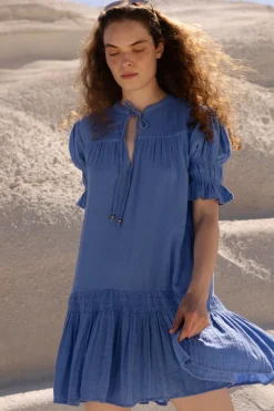 Oliphant Smocked Drop Mini- Bermuda Blue