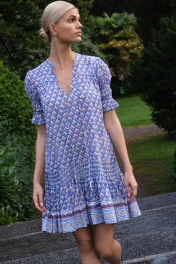 Oliphant Smocked Drop Mini- Clover Blue