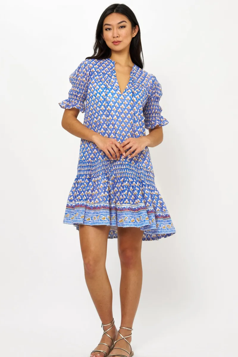 Oliphant Smocked Drop Mini- Clover Blue