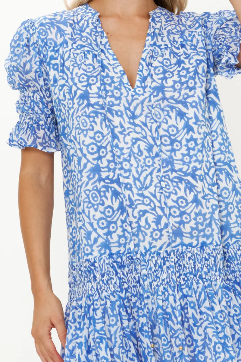 Oliphant Smocked Drop Mini- Cypress Blue