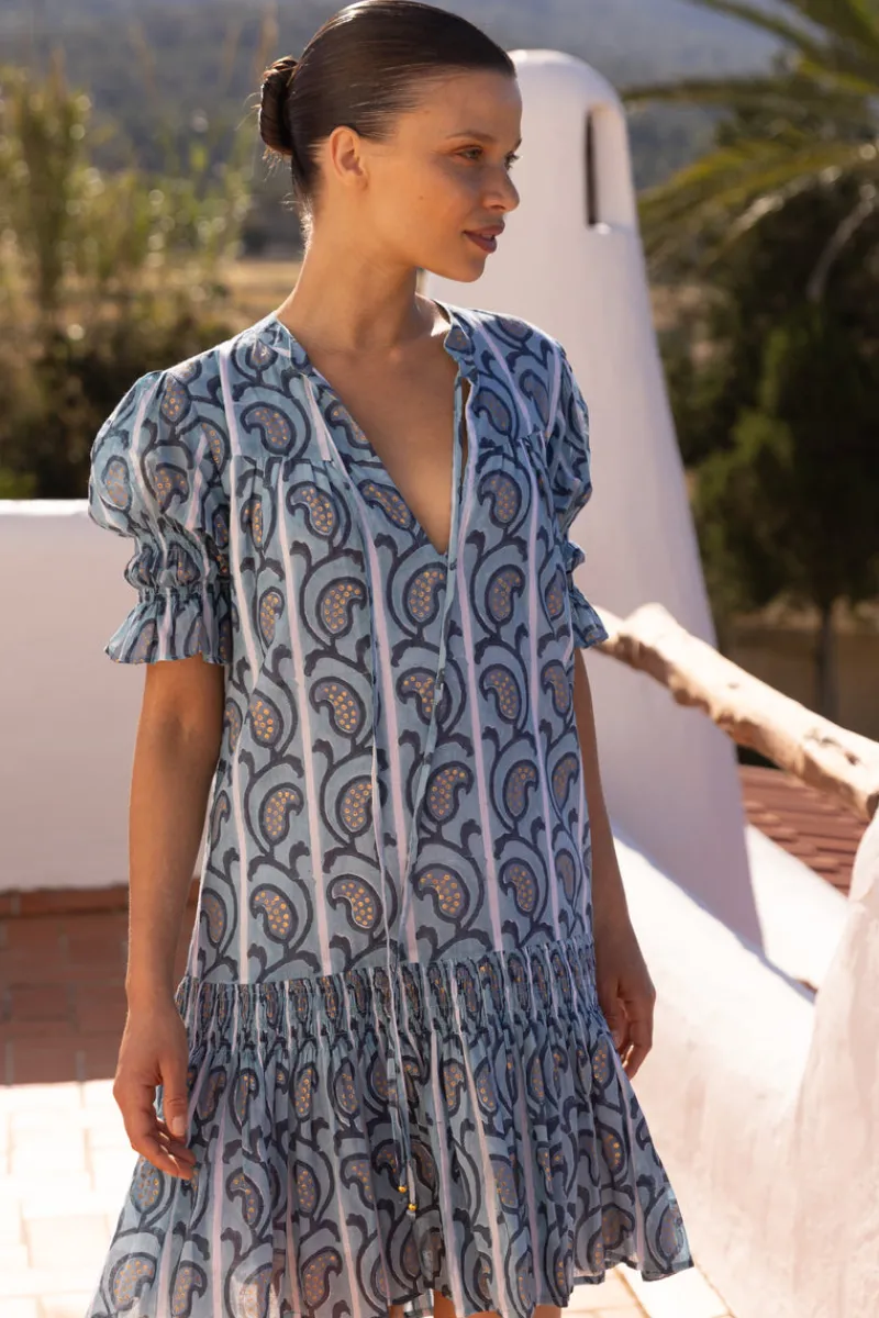 Oliphant Smocked Drop Mini- Goa Blue