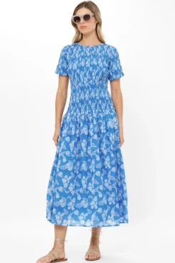 Oliphant Smocked Drop Waist Maxi- Pretoria Navy