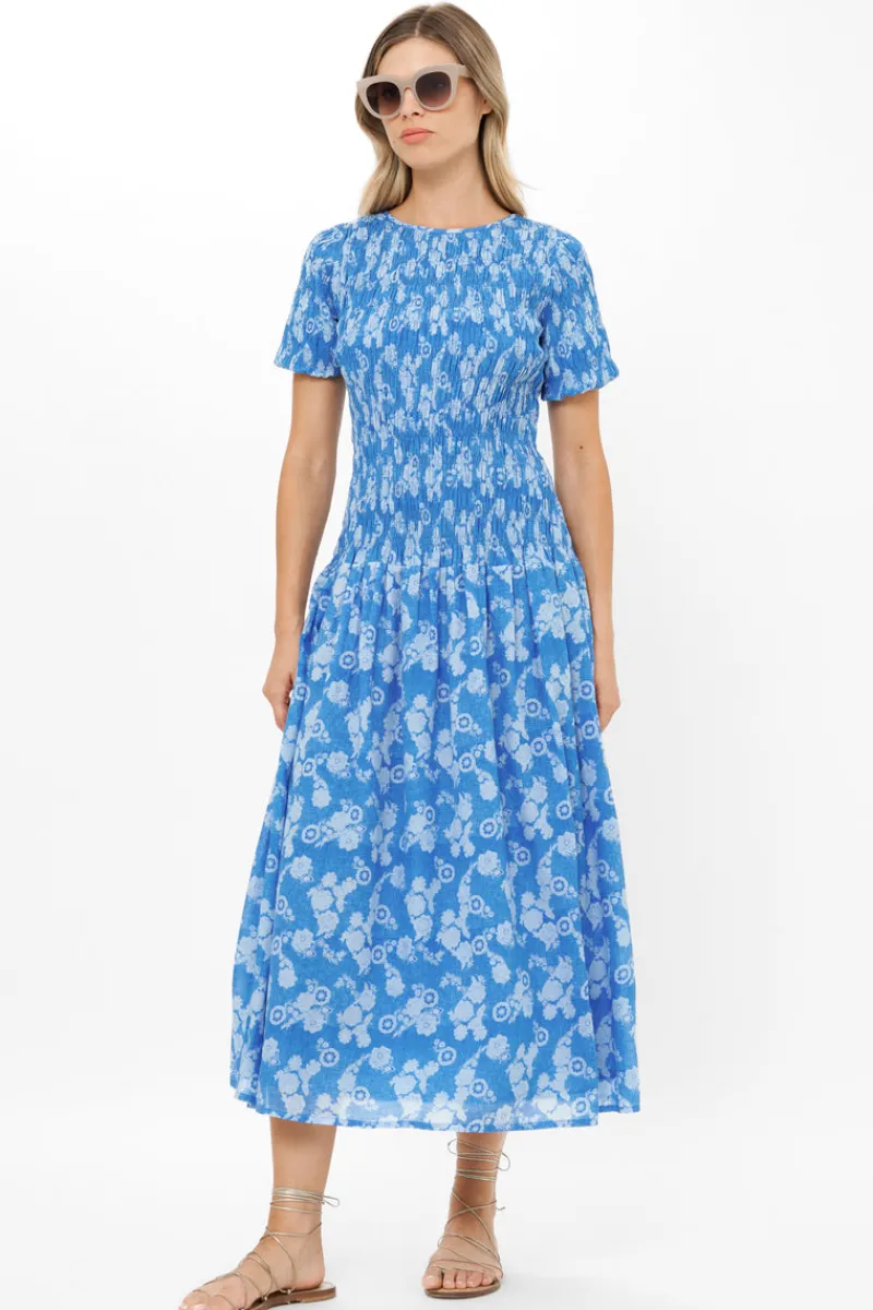 Oliphant Smocked Drop Waist Maxi- Pretoria Navy