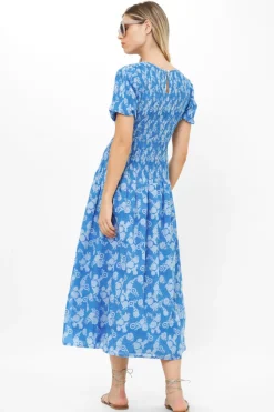 Oliphant Smocked Drop Waist Maxi- Pretoria Navy
