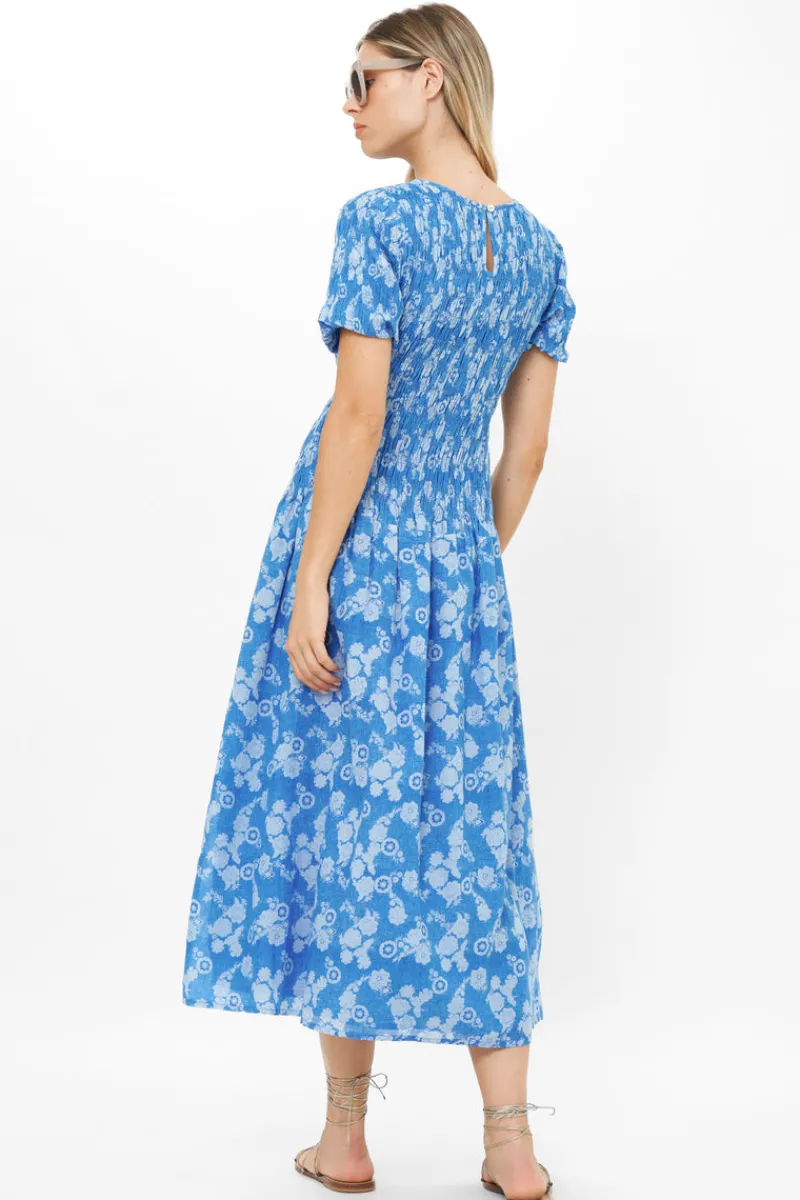 Oliphant Smocked Drop Waist Maxi- Pretoria Navy