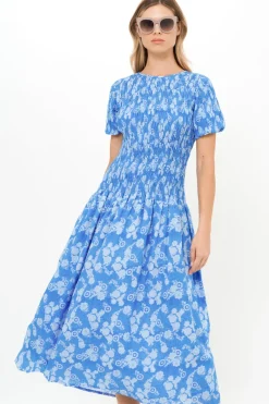 Oliphant Smocked Drop Waist Maxi- Pretoria Navy