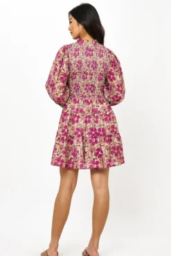 Oliphant Smocked Flirty 3/4 Sleeve- Matera Pink