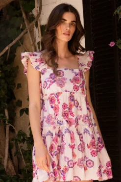 Oliphant Smocked Square Neck Mini- Pretoria Pink