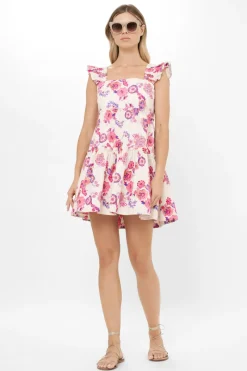 Oliphant Smocked Square Neck Mini- Pretoria Pink