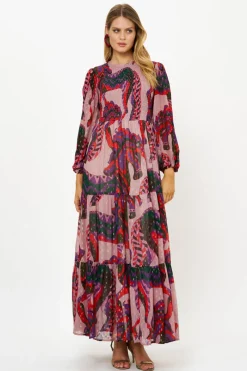 Oliphant Smocked Top Maxi- Arabia Crimson