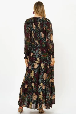Oliphant Smocked Top Maxi- Turin Wine