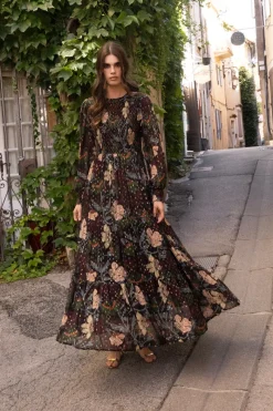 Oliphant Smocked Top Maxi- Turin Wine