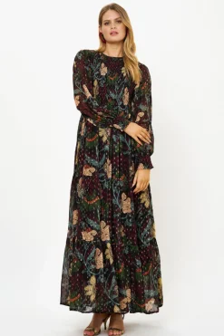Oliphant Smocked Top Maxi- Turin Wine
