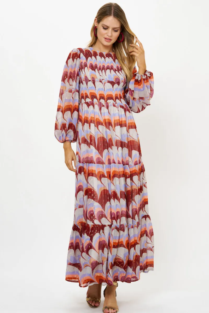 Oliphant Smocked Top Maxi- Venice Cognac