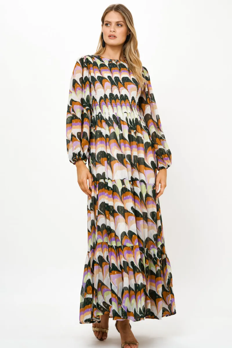 Oliphant Smocked Top Maxi- Venice Lime