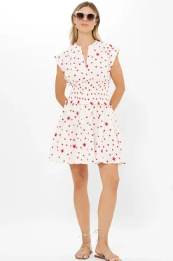 Oliphant Smocked Waist Roll Sleeve- Ellsworth Red