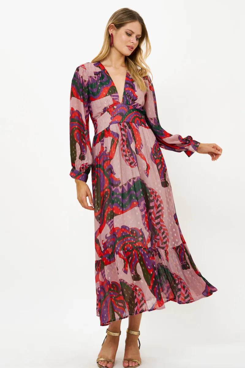 Oliphant Tie Back Maxi- Arabia Crimson