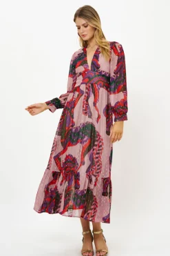 Oliphant Tie Back Maxi- Arabia Crimson