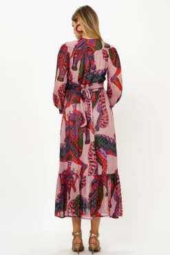 Oliphant Tie Back Maxi- Arabia Crimson