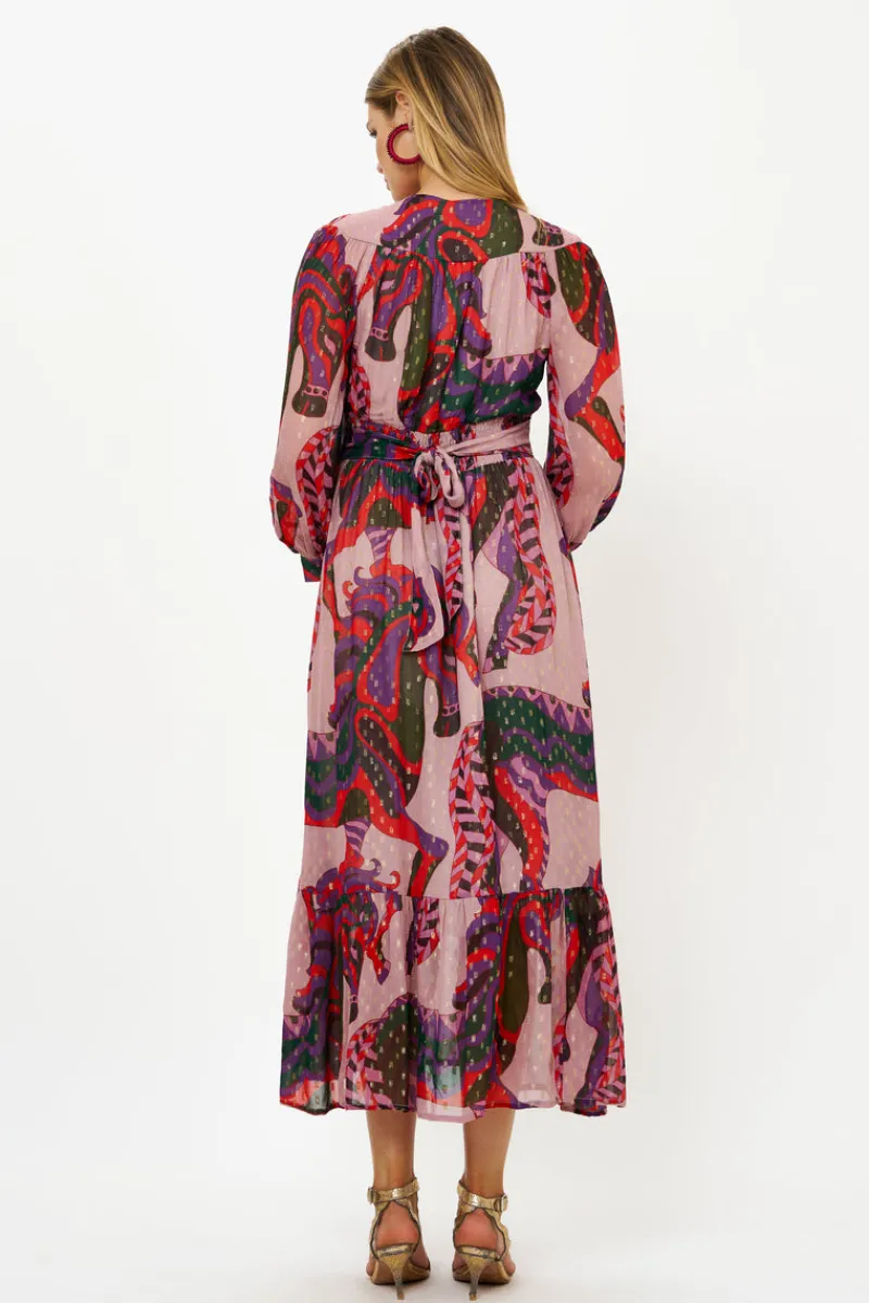 Oliphant Tie Back Maxi- Arabia Crimson