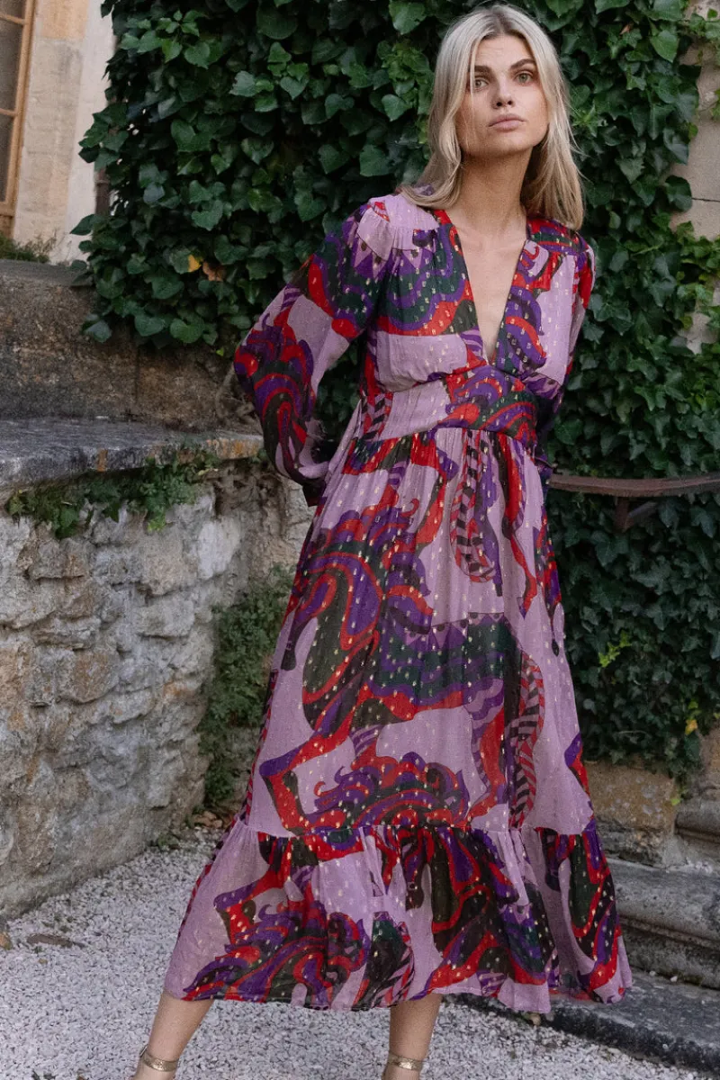 Oliphant Tie Back Maxi- Arabia Crimson
