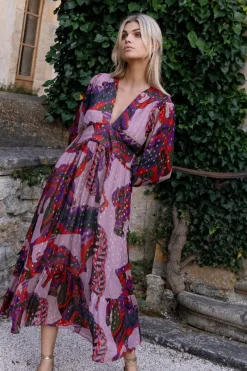 Oliphant Tie Back Maxi- Arabia Crimson