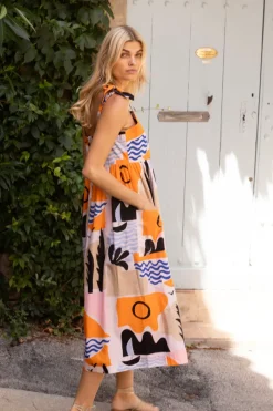 Oliphant Tie Strap Pocket Midi- Riviera Orange