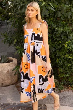 Oliphant Tie Strap Pocket Midi- Riviera Orange