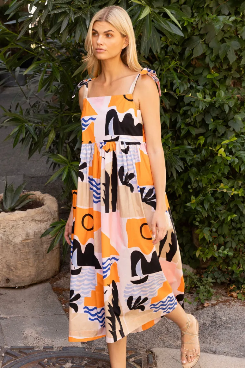Oliphant Tie Strap Pocket Midi- Riviera Orange