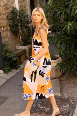 Oliphant Tie Strap Pocket Midi- Riviera Orange