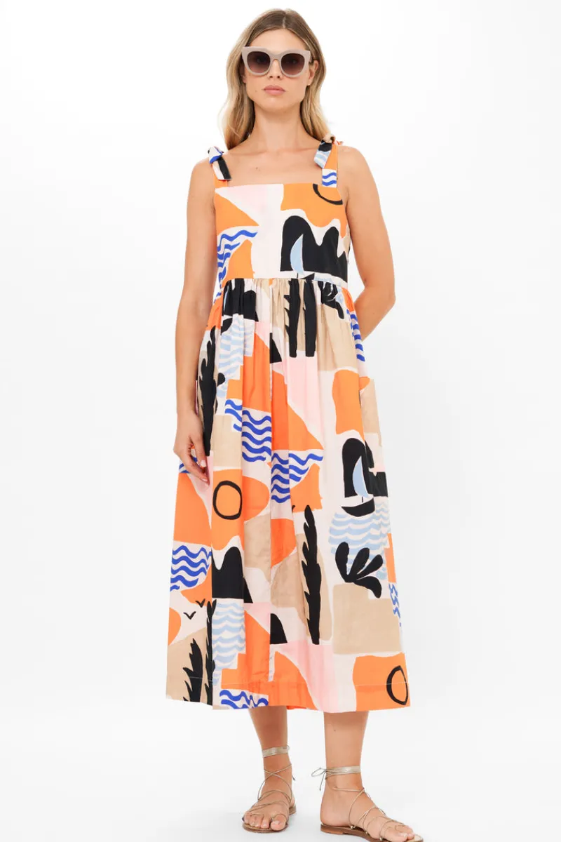 Oliphant Tie Strap Pocket Midi- Riviera Orange