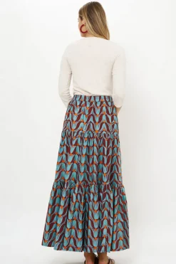 Oliphant Tiered Maxi Skirt- Tulip Orange