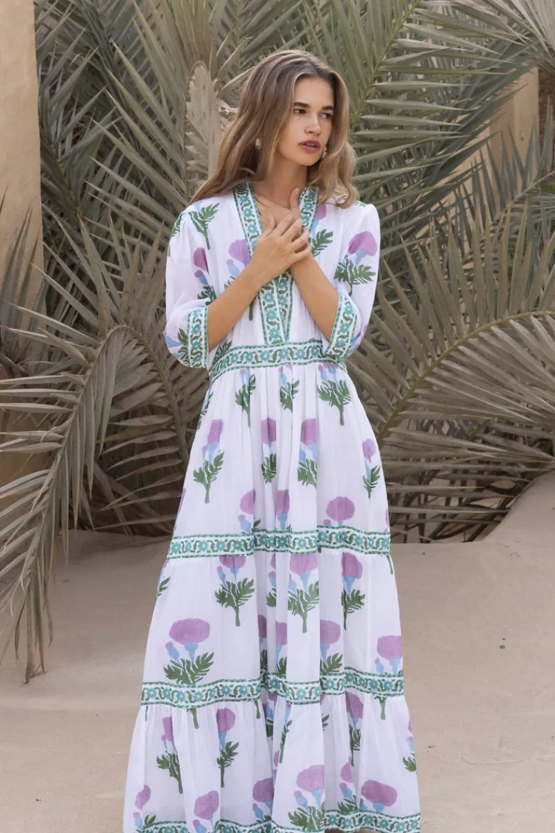 Oliphant V-Neck Cuffed Maxi- Bloom Lilac