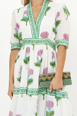 Oliphant V-Neck Cuffed Maxi- Bloom Lilac