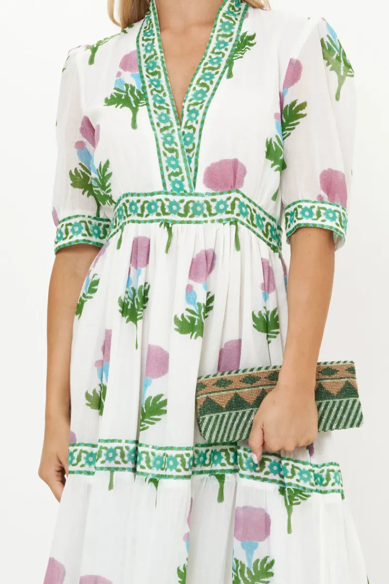Oliphant V-Neck Cuffed Maxi- Bloom Lilac