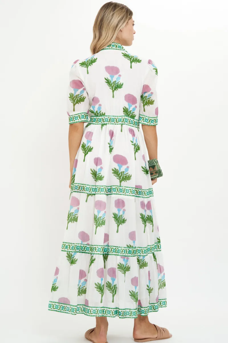 Oliphant V-Neck Cuffed Maxi- Bloom Lilac