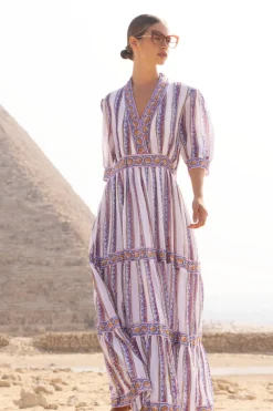 Oliphant V-Neck Cuffed Maxi- Haveli Peri