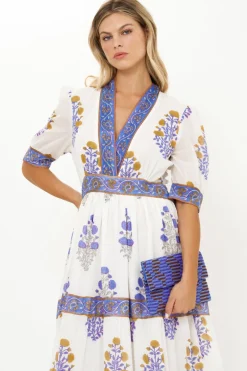 Oliphant V-Neck Cuffed Maxi- Napa Blue