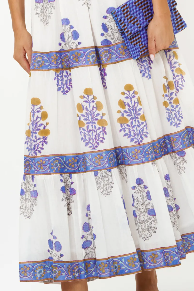 Oliphant V-Neck Cuffed Maxi- Napa Blue