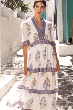 Oliphant V-Neck Cuffed Maxi- Napa Blue
