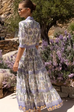 Oliphant V-Neck Cuffed Maxi- Presidio Blue