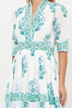Oliphant V-Neck Cuffed Maxi- Salvia Green