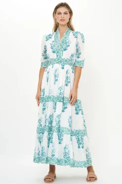 Oliphant V-Neck Cuffed Maxi- Salvia Green