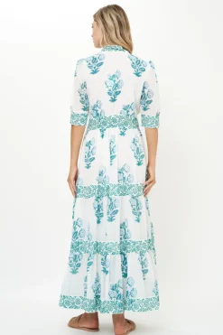 Oliphant V-Neck Cuffed Maxi- Salvia Green