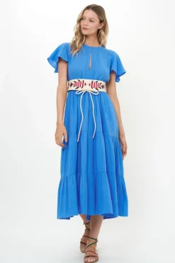 Oliphant V-Neck Maxi- Bermuda Blue