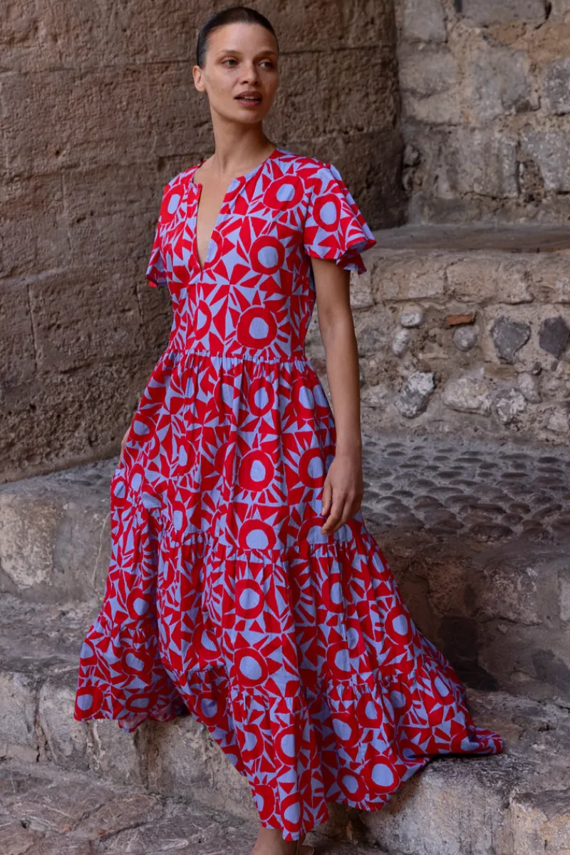 Oliphant V-Neck Maxi- Eclipse Red