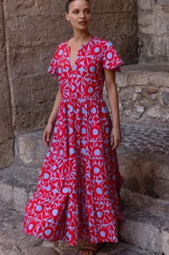 Oliphant V-Neck Maxi- Eclipse Red