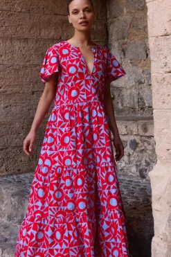 Oliphant V-Neck Maxi- Eclipse Red